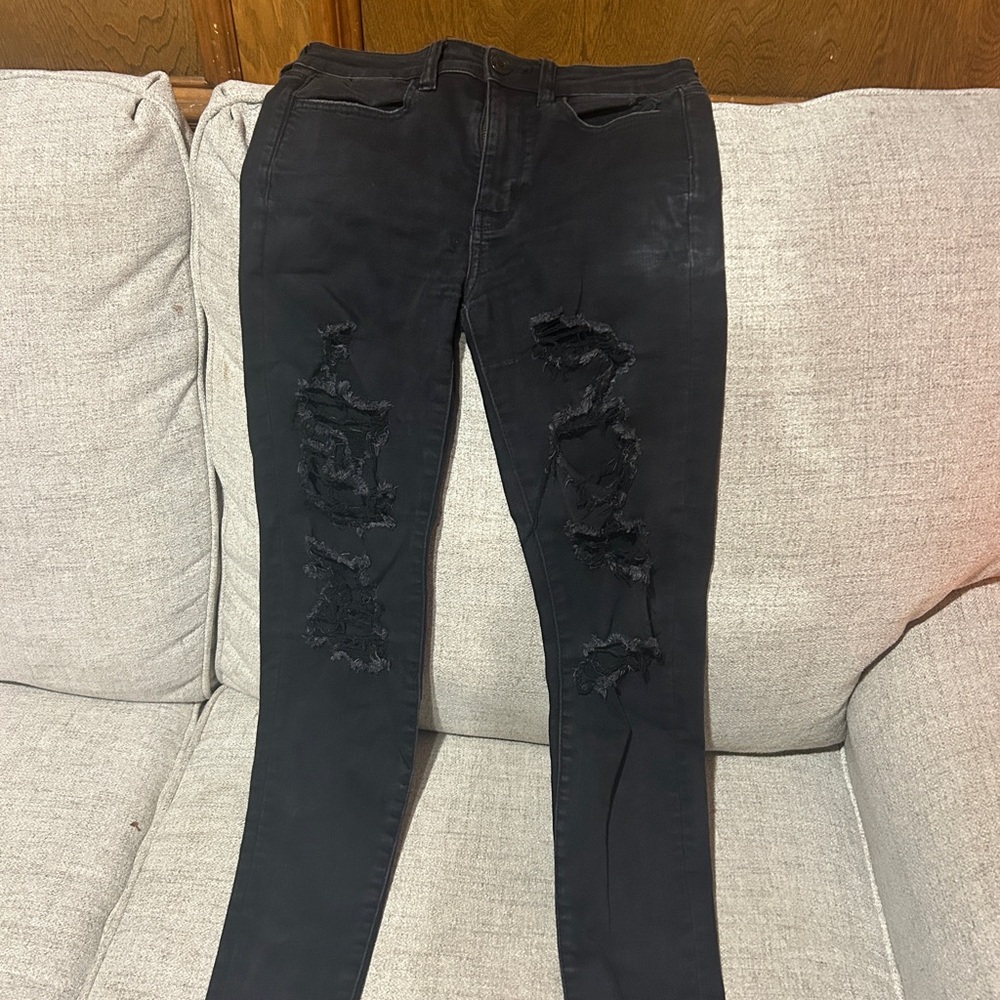 Distressed Black Women Jeans
